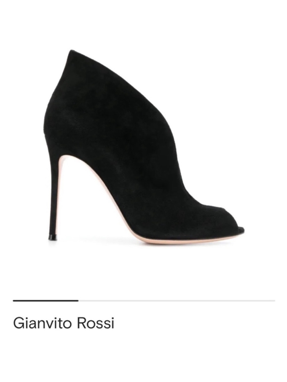Gianvito Rossi Black Suede Peep-Toe Stiletto Booties